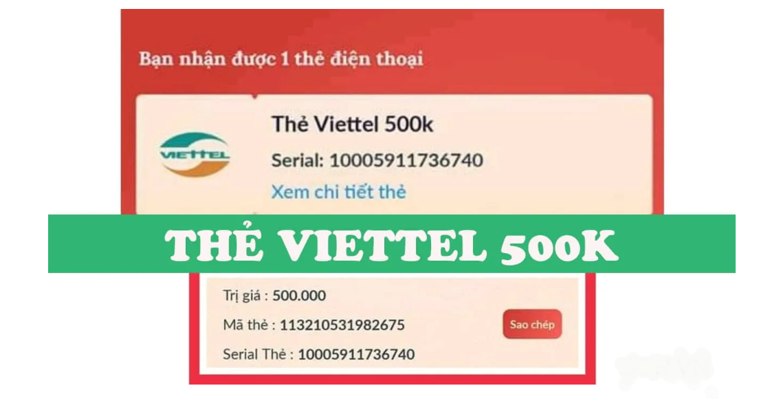 Không cần phải bỏ tiền mua thẻ, bạn vẫn có thể sử dụng thẻ Viettel 500k miễn phí vào năm