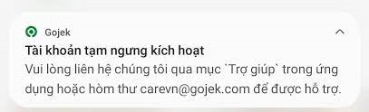 Cách nhận biết tài khoản khách hàng Gojek bị chặn