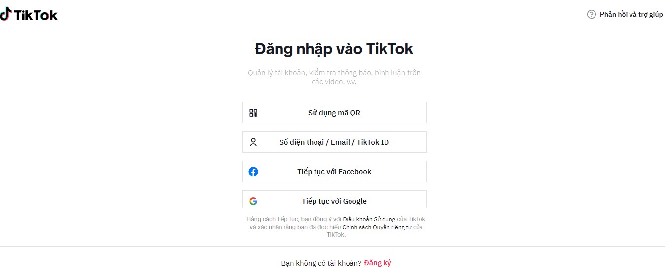 Đăng nhập vào tài khoản TikTok trên máy tính