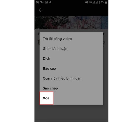 Xóa lịch sử bình luận trên tiktok