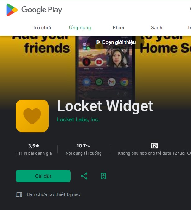 Cách tải app Locket Widget trên Android