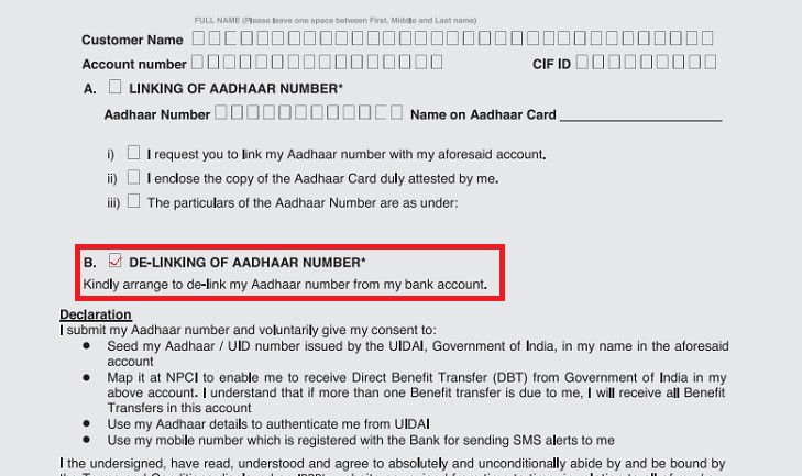 How to Delink Aadhaar Card From Bank Account Online?
